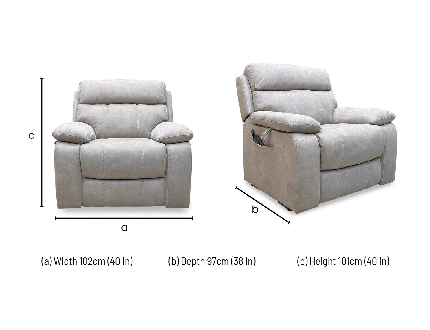 ‘Moreno’ Bfa-Blj-R946 Silver Suede Fabric Lift and Rise Recliner Chair