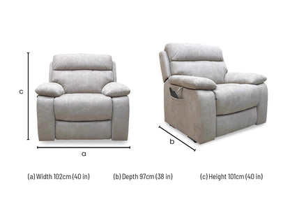‘Moreno’ Bfa-Blj-R946 Silver Suede Fabric Lift and Rise Recliner Chair