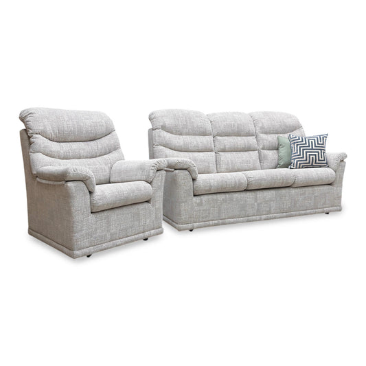 G Plan ‘Malvern’ B045 Aerial Horizon Grey Fabric 3 Seater Sofa + Chair