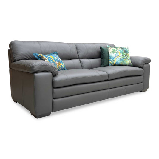 World of Leather ‘Cozee’ Nw-517e Shale Grey Pure Premium Leather 3 Seater Sofa