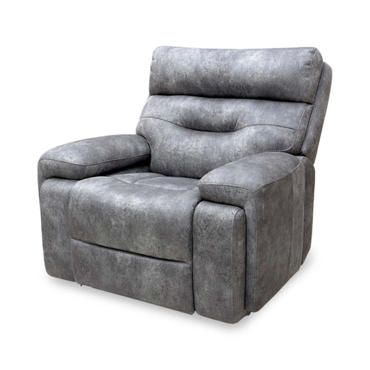‘Cinemax’ Marque Seal Grey Mq-0106 Fabric Media Arm Power Recliner Chair with Power Headrest