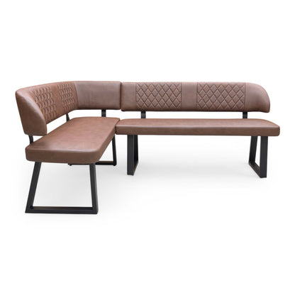 ‘Venus’ Tan Brown Faux Leather Left Hand Facing Corner Bench