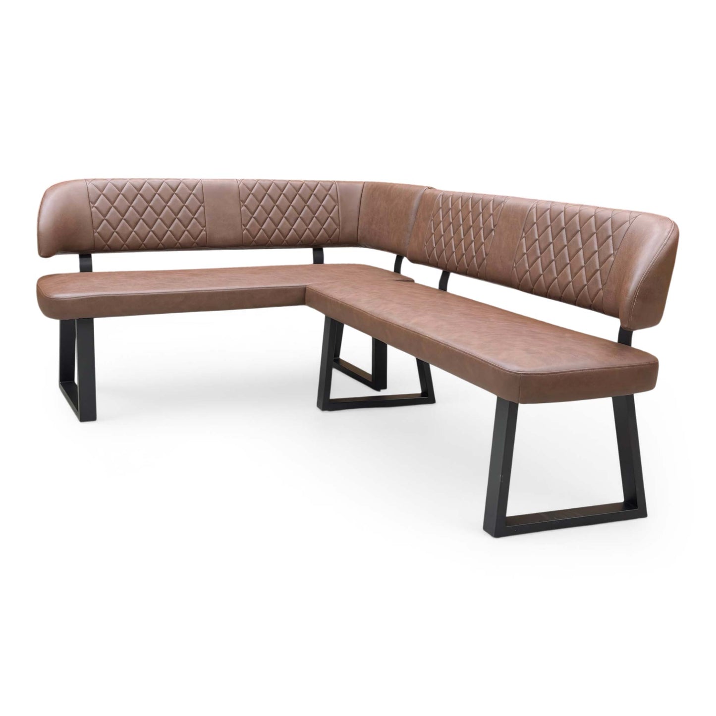 ‘Venus’ Tan Brown Faux Leather Left Hand Facing Corner Bench