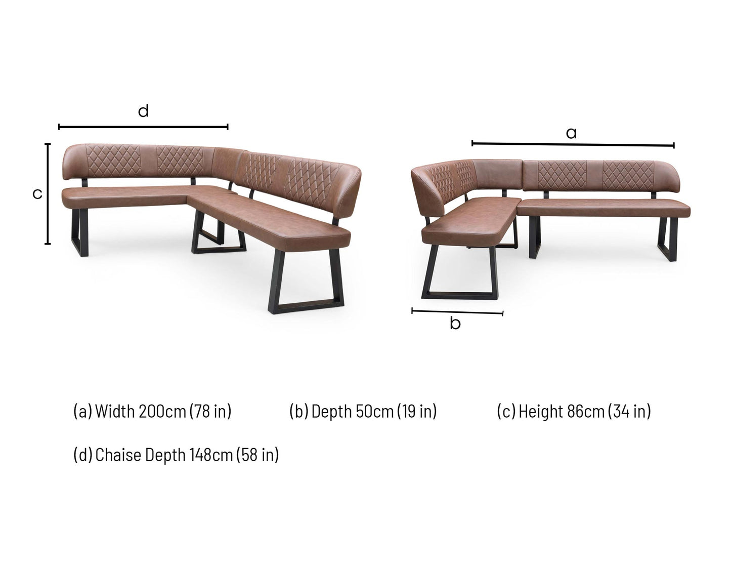 ‘Venus’ Tan Brown Faux Leather Left Hand Facing Corner Bench