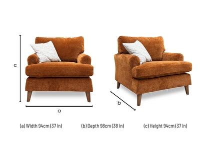 ‘Jackson’ Rust Orange Fabric Chair