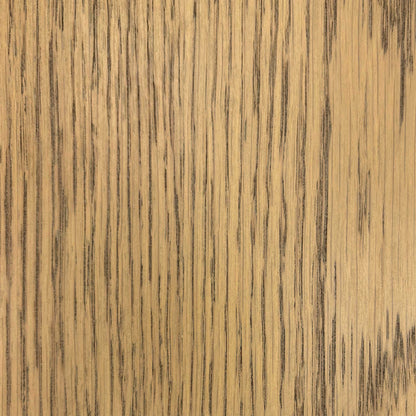 Close-up macro shot of the solid American oak surface, highlighting the unique wood knots, rich grain character, and high-quality joinery.