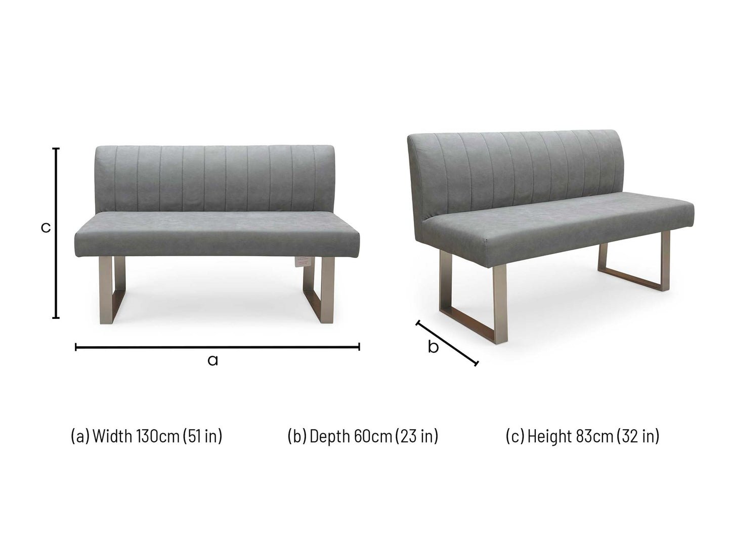 ‘Grigio’ Grey Fabric High Back Dining Bench