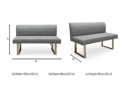 ‘Grigio’ Grey Fabric High Back Dining Bench