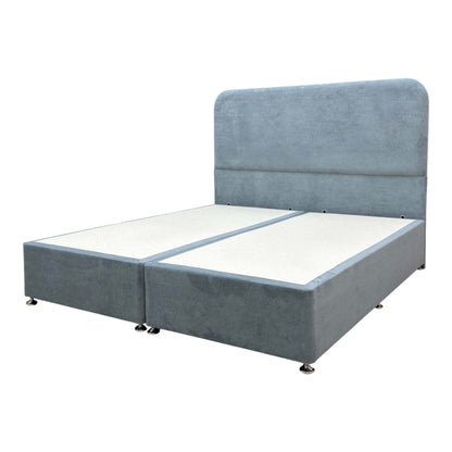 'Hamilton' Milan Petrol Velvet Floor Standing Headboard + Divan Base - Super King
