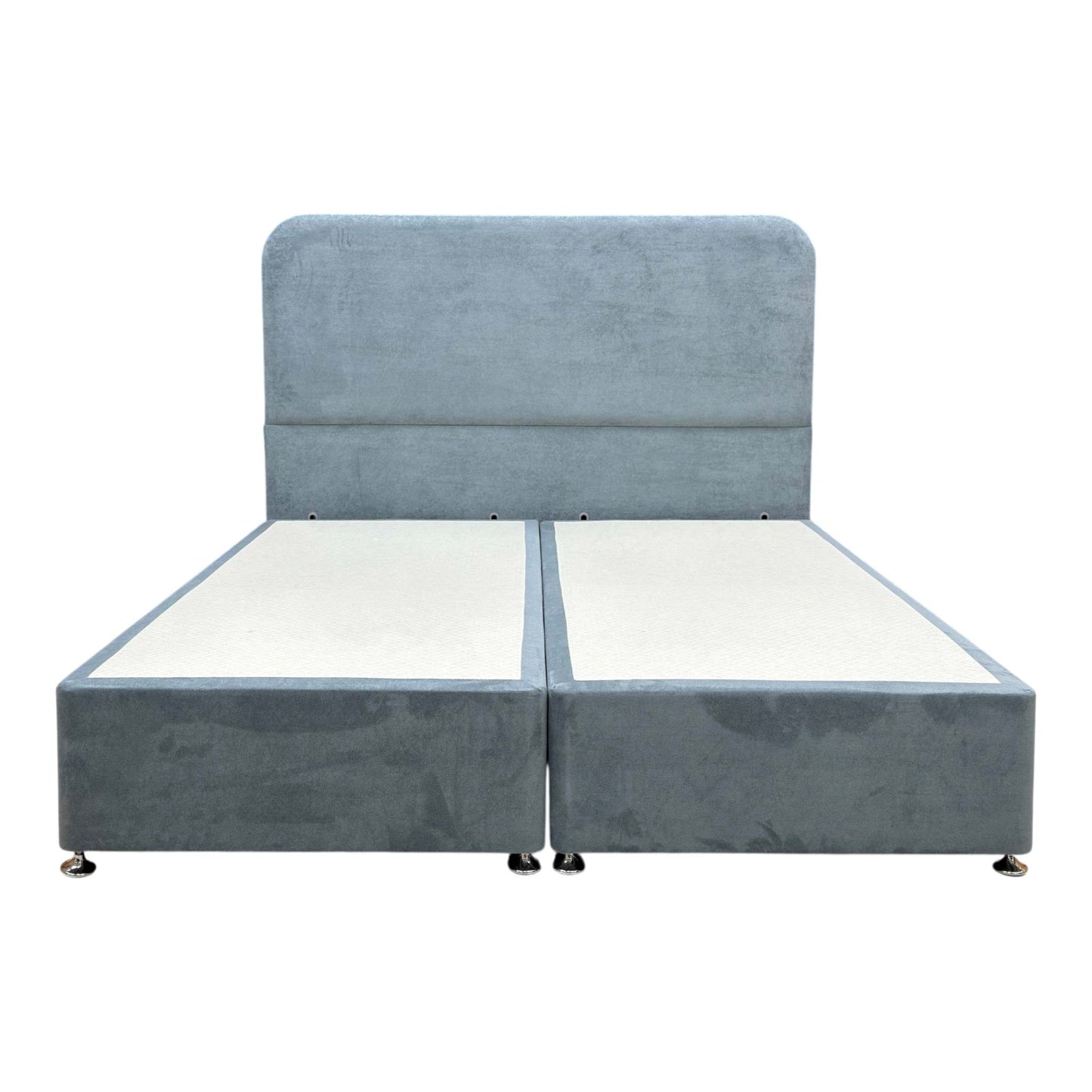 'Hamilton' Milan Petrol Velvet Floor Standing Headboard + Divan Base - Super King