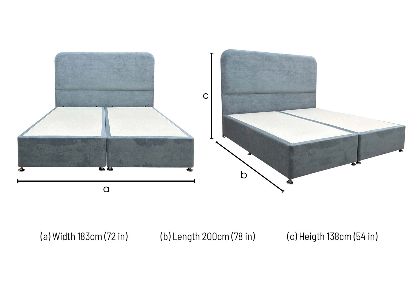 'Hamilton' Milan Petrol Velvet Floor Standing Headboard + Divan Base - Super King