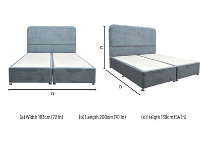 'Hamilton' Milan Petrol Velvet Floor Standing Headboard + Divan Base - Super King