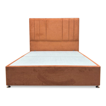 ‘Luna' Milan Marmalade Velvet Floor Standing Headboard + 4 Draw Divan Base - King