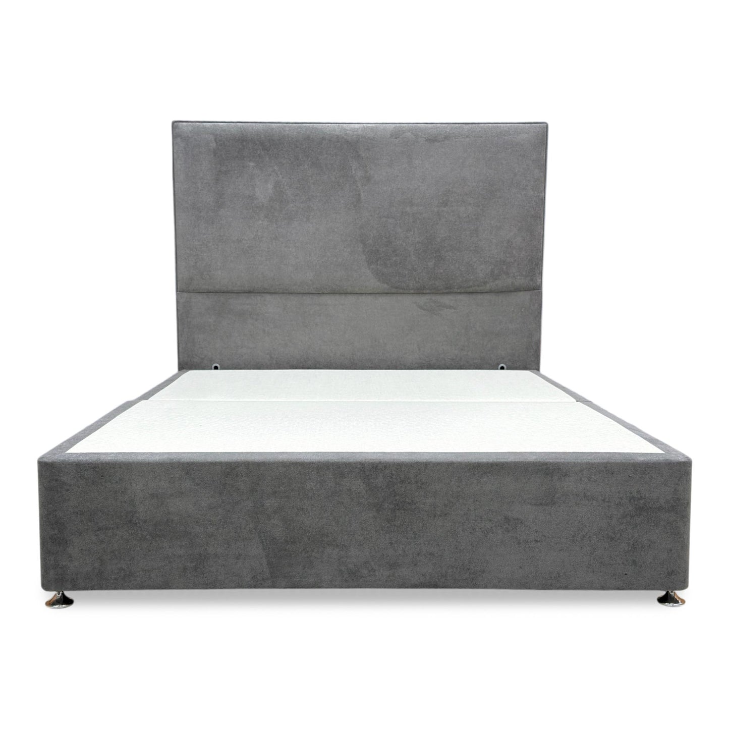 ‘Virgo’ Milan Thunder Velvet Floor Standing Headboard + 2 Draw Divan Base - King