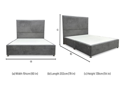 ‘Virgo’ Milan Thunder Velvet Floor Standing Headboard + 2 Draw Divan Base - King