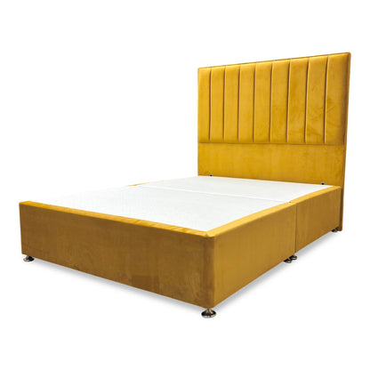 ‘Pluto’ Plush Corn Velvet Floor Standing Headboard + Divan Base - Double