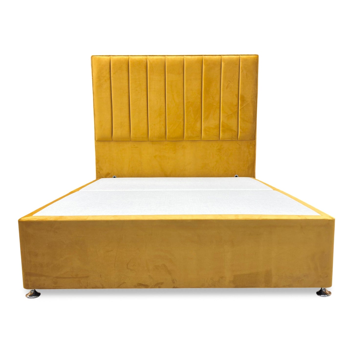 ‘Pluto’ Plush Corn Velvet Floor Standing Headboard + Divan Base - Double