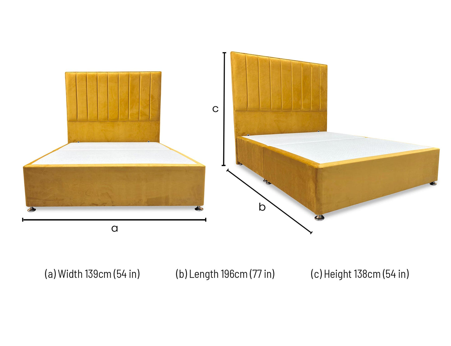 ‘Pluto’ Plush Corn Velvet Floor Standing Headboard + Divan Base - Double