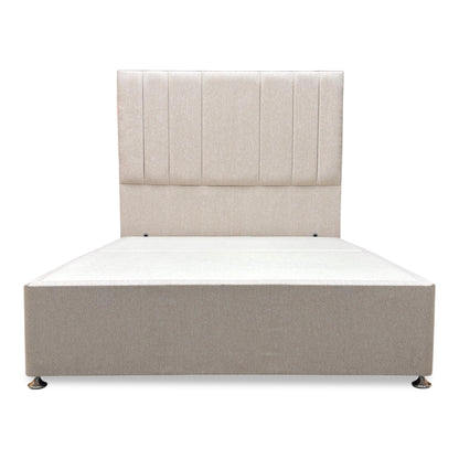 ‘Luna’ Orkney Oat Fabric Floor Standing Headboard + 2 Draw Divan Base - Double