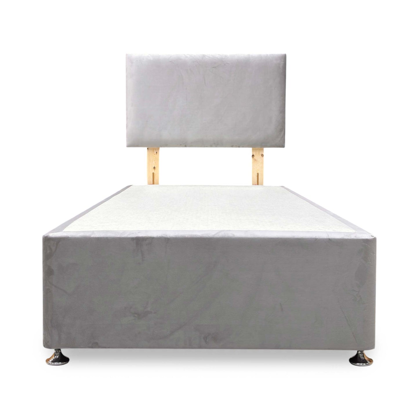‘Roma’ Plush Argent Velvet Headboard + Divan Base - Single
