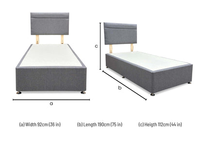 ‘Capella’ Orkney Charcoal Fabric Headboard + Divan Base - Single