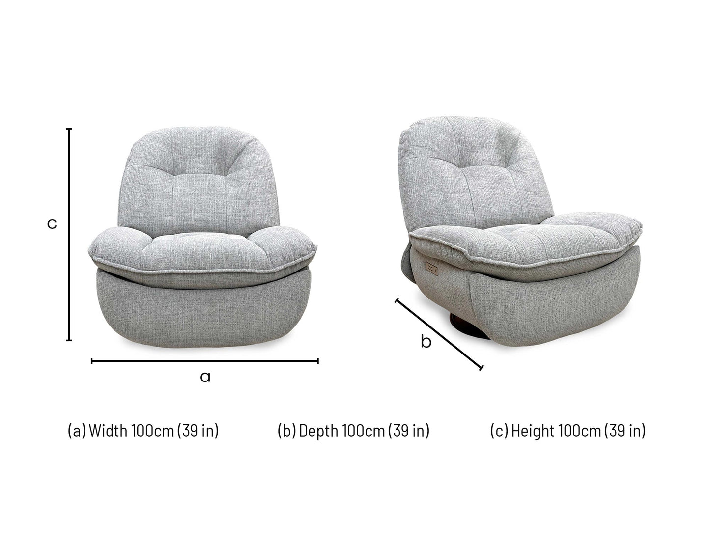'Ontario' Grey Fabric Power Recliner Rocker Swivel Chair