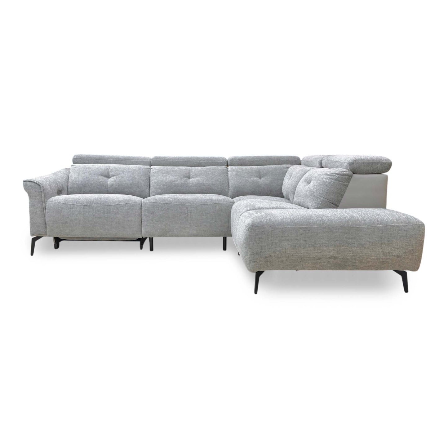 ‘Ontario’ Grey Fabric Power Recliner Right Hand Facing Open End Chaise Sofa
