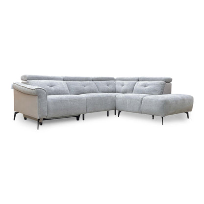 ‘Ontario’ Grey Fabric Power Recliner Right Hand Facing Open End Chaise Sofa