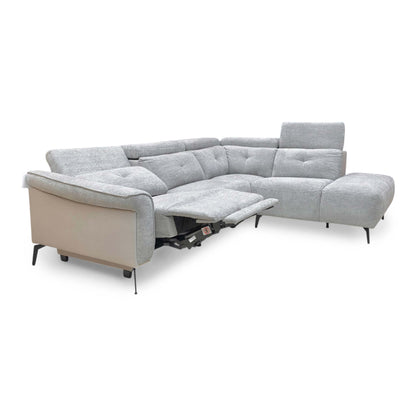 ‘Ontario’ Grey Fabric Power Recliner Right Hand Facing Open End Chaise Sofa