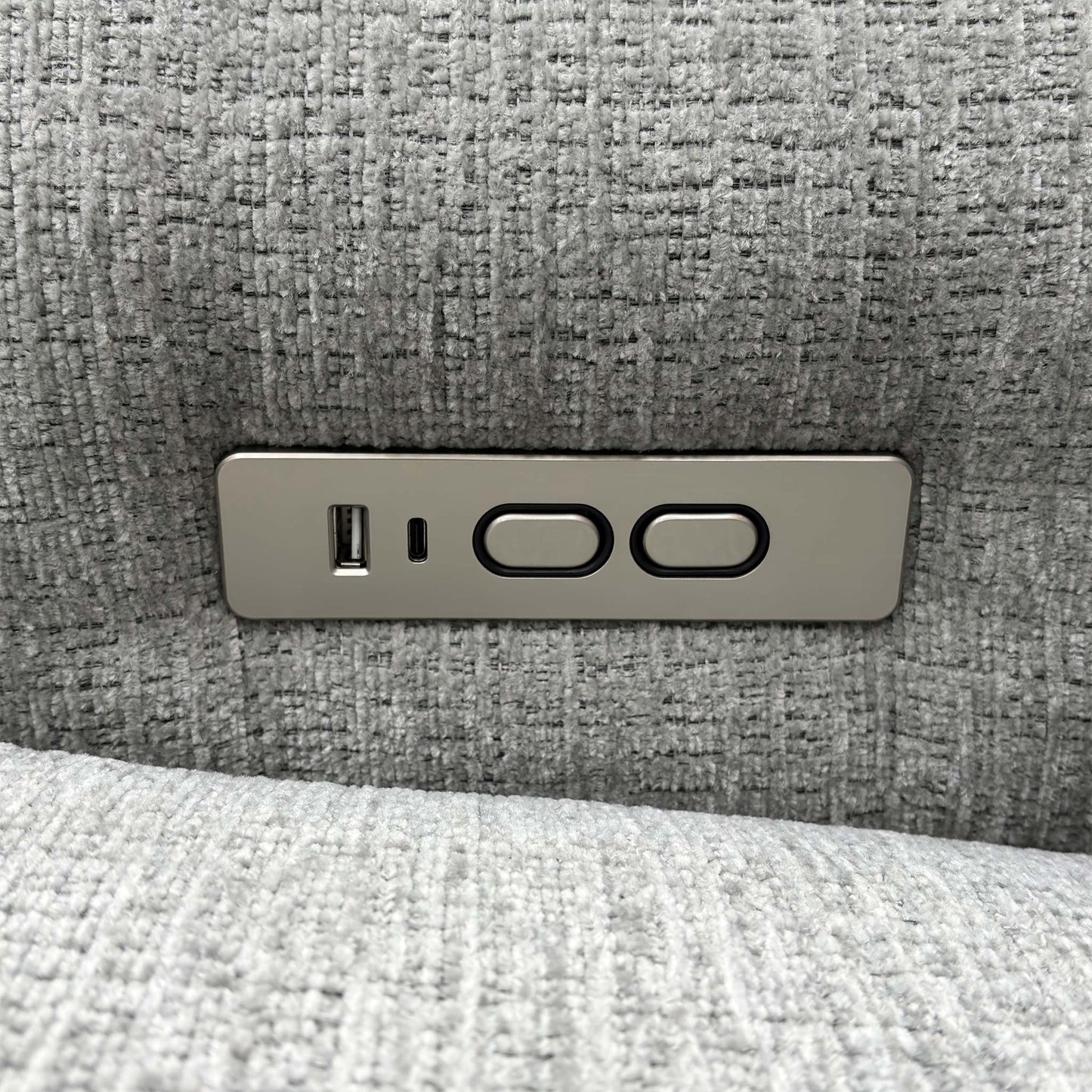 ‘Ontario’ Grey Fabric Power Recliner Right Hand Facing Open End Chaise Sofa