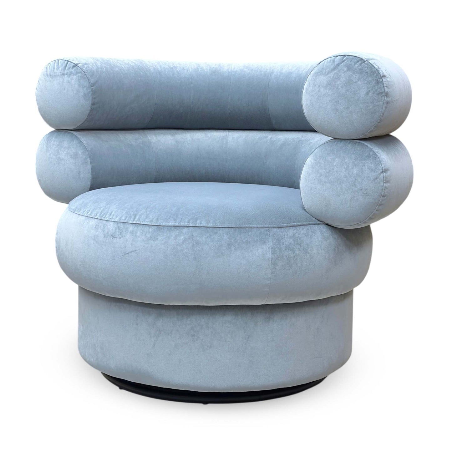 ‘Fitzrovia’ Mist Bluish Grey Linen Fabric Accent Swivel Chair