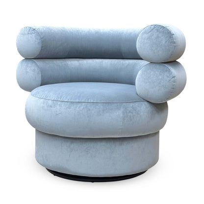 ‘Fitzrovia’ Mist Bluish Grey Linen Fabric Accent Swivel Chair