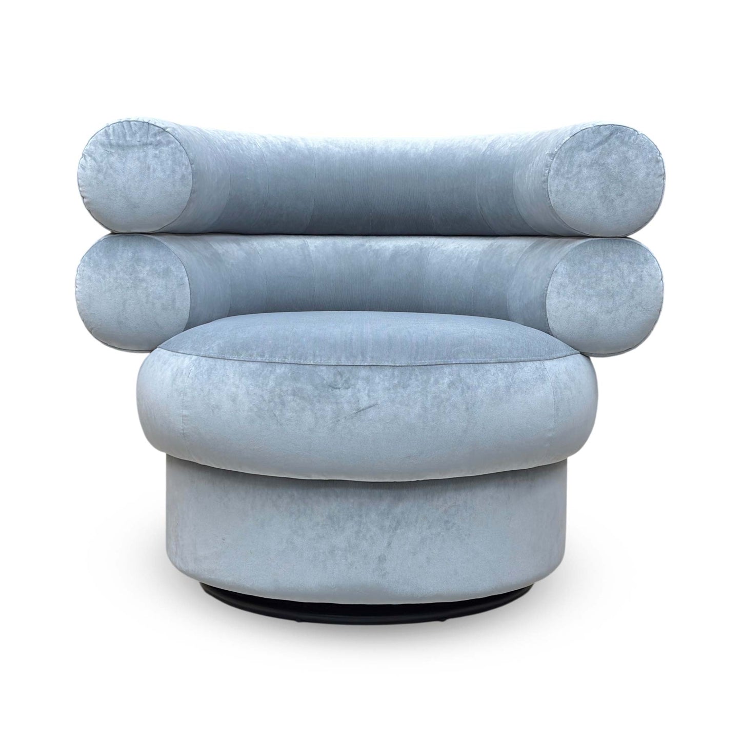 ‘Fitzrovia’ Mist Bluish Grey Linen Fabric Accent Swivel Chair