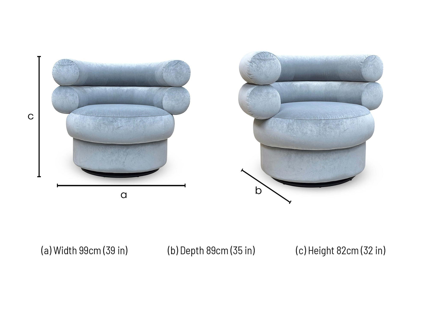 ‘Fitzrovia’ Mist Bluish Grey Linen Fabric Accent Swivel Chair