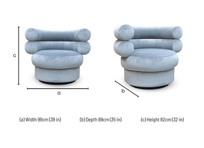 ‘Fitzrovia’ Mist Bluish Grey Linen Fabric Accent Swivel Chair