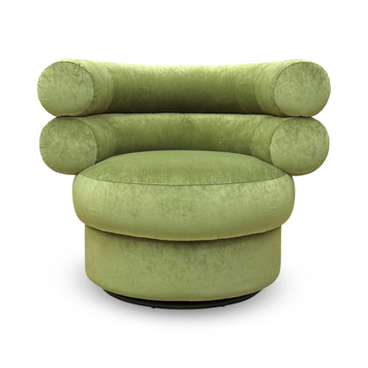 ‘Fitzrovia’ Leaf Green Linen Fabric Accent Swivel Chair