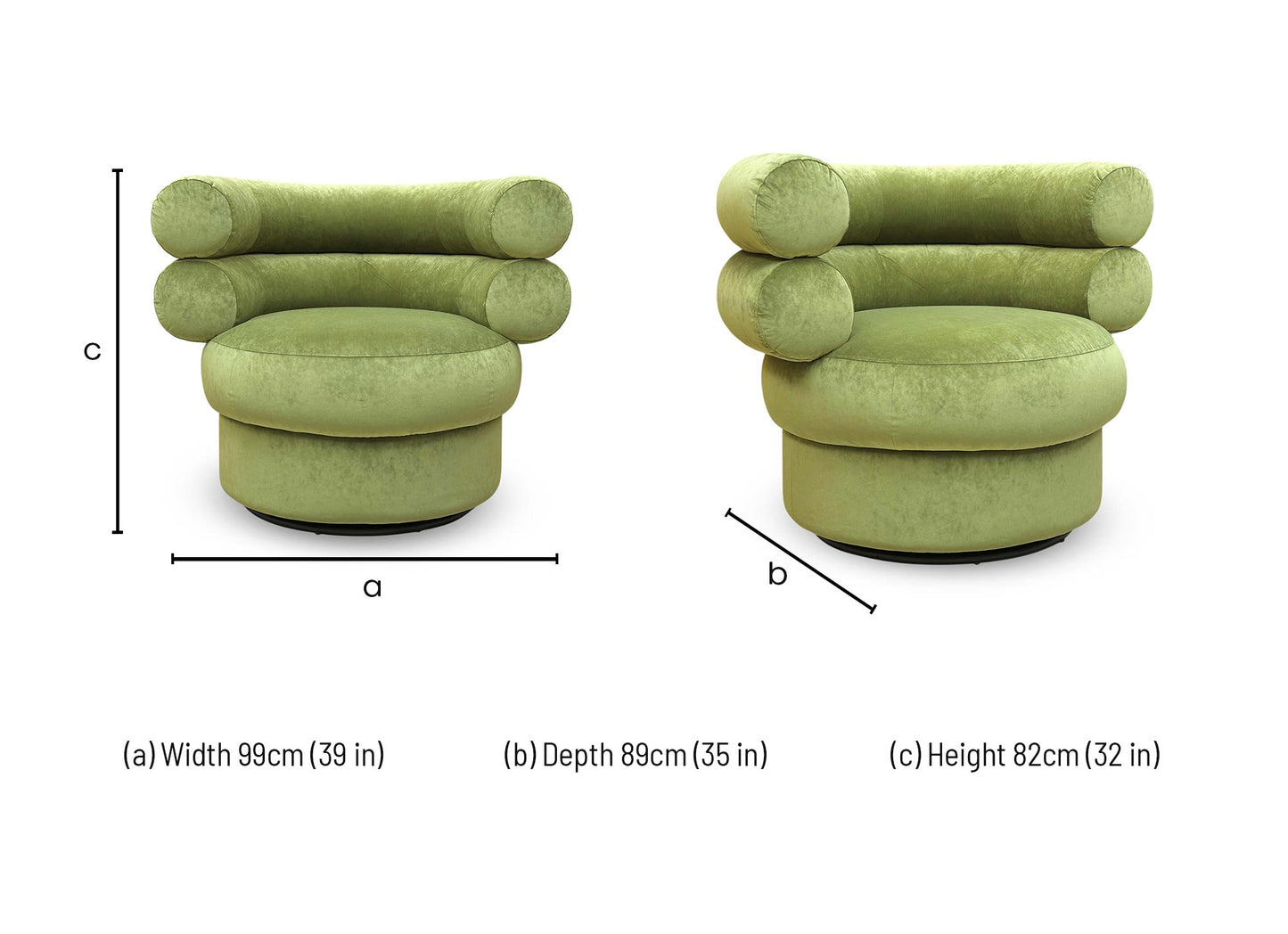 ‘Fitzrovia’ Leaf Green Linen Fabric Accent Swivel Chair
