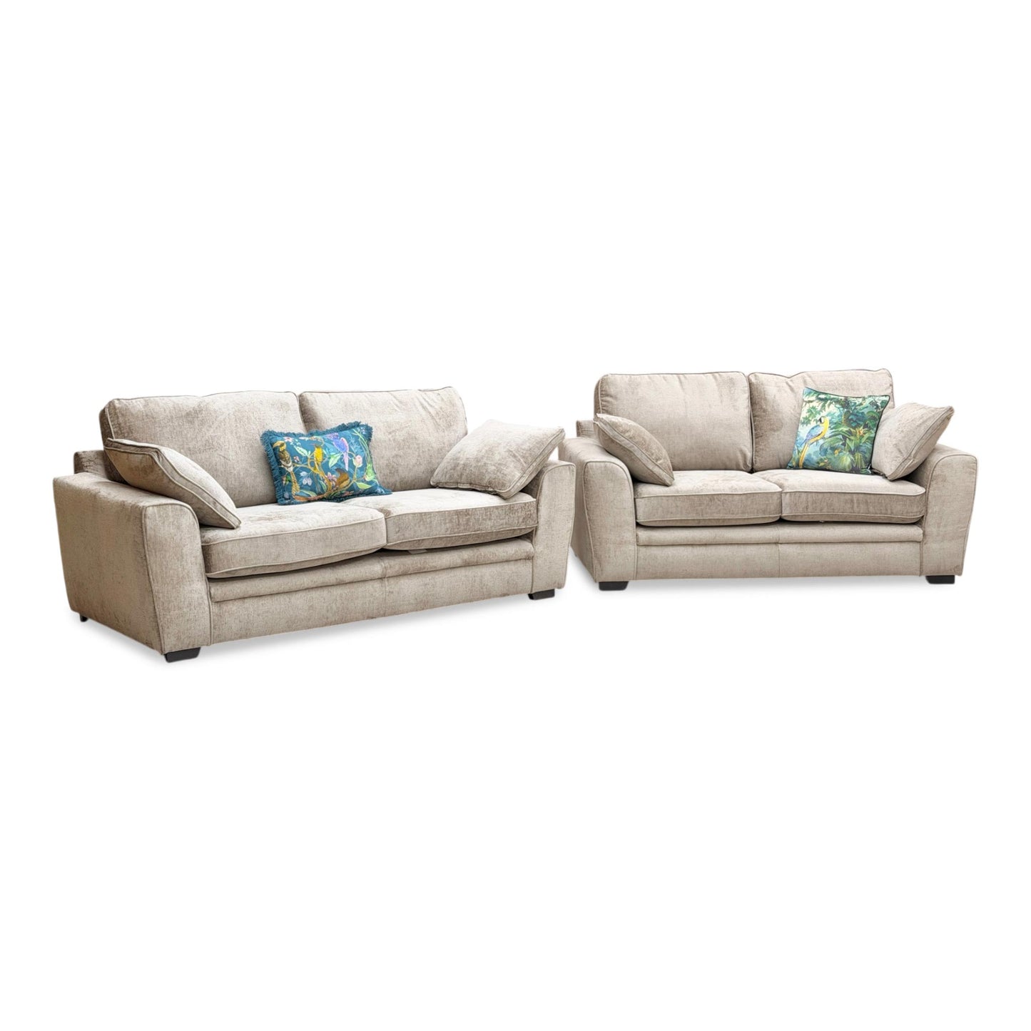 ‘Chalfont’ Adele Biscuit Brown Linen Fabric 3 + 2 Seater Sofa Set