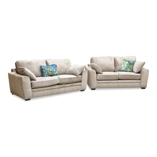 ‘Chalfont’ Adele Biscuit Brown Linen Fabric 3 + 2 Seater Sofa Set