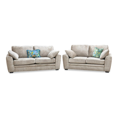 ‘Chalfont’ Adele Biscuit Brown Linen Fabric 3 + 2 Seater Sofa Set