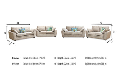 ‘Chalfont’ Adele Biscuit Brown Linen Fabric 3 + 2 Seater Sofa Set