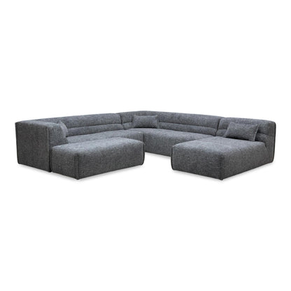 ‘Piero’ Odyssey Vortex Charcoal Grey Fabric 2 Corner 2 Open End Chaise Sofa + Large Footstool