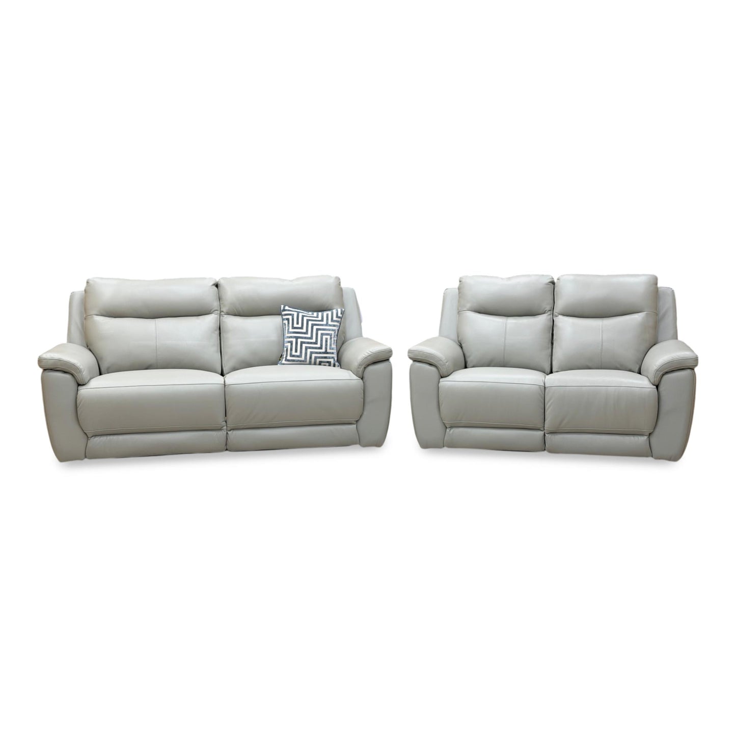 ‘Bobby’ Cat-80_03 Light Grey Leather 3 + 2 Seater Power Recliner Sofa Set