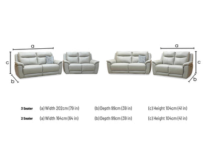 ‘Bobby’ Cat-80_03 Light Grey Leather 3 + 2 Seater Power Recliner Sofa Set