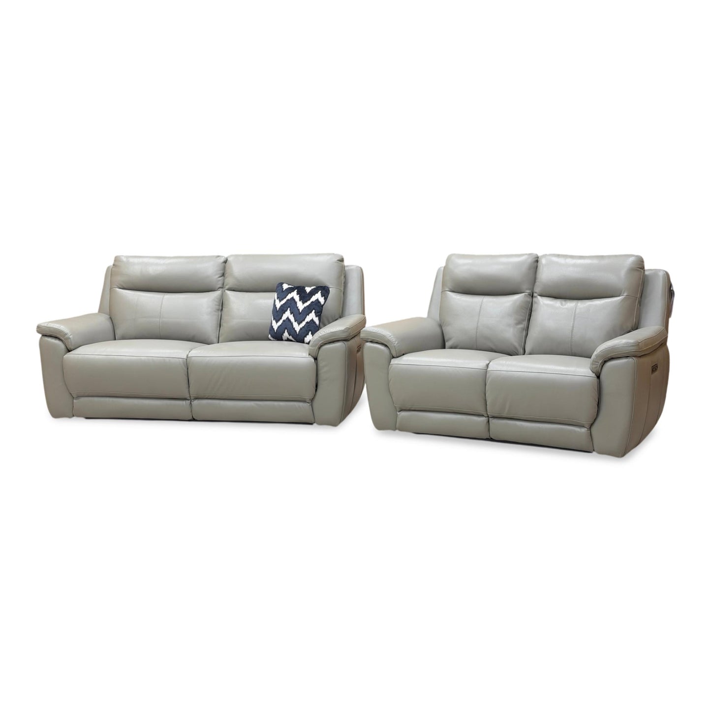 Side shot of the 3-seater sofa, showcasing the sleek leather finish and the dual power reclining seats in a partially reclined position.