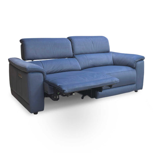 ‘Genius’ Bella Navy Blue Velvet 3 Seater Power Recliner Sofa with Power Headrests