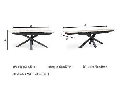 ‘Germain’ Marble Top 180cm Extending Dining Table