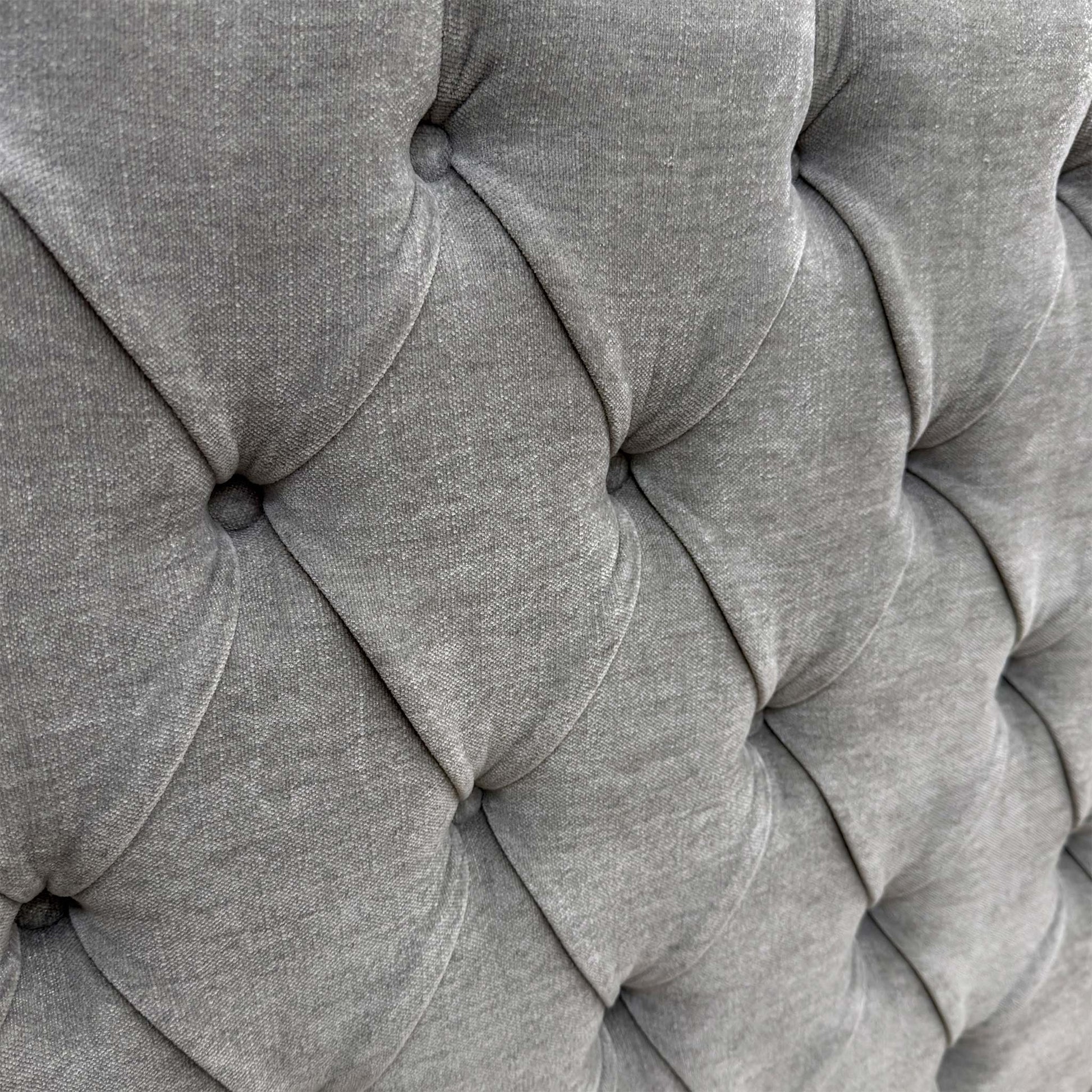 Close-up of the Aston Silver fabric, highlighting the soft-touch weave and the subtle shimmer of the premium silver material.