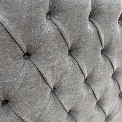 Close-up of the Aston Silver fabric, highlighting the soft-touch weave and the subtle shimmer of the premium silver material.