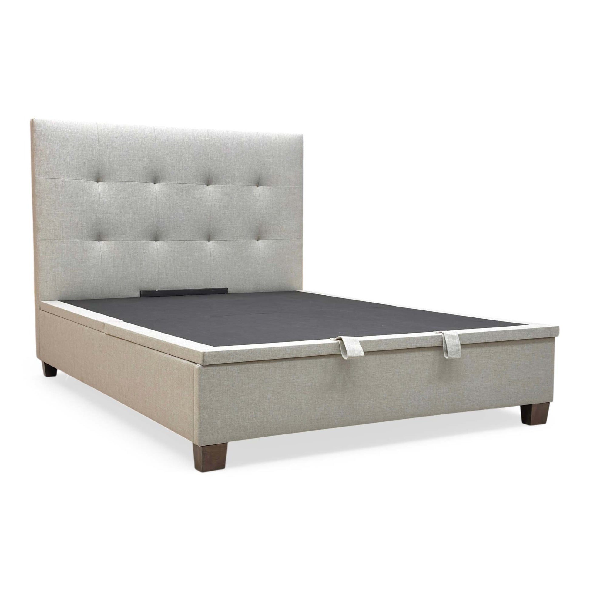 Side profile of the Hadley King bed, emphasizing the clean lines of the upholstered rails and the plush depth of the headboard.